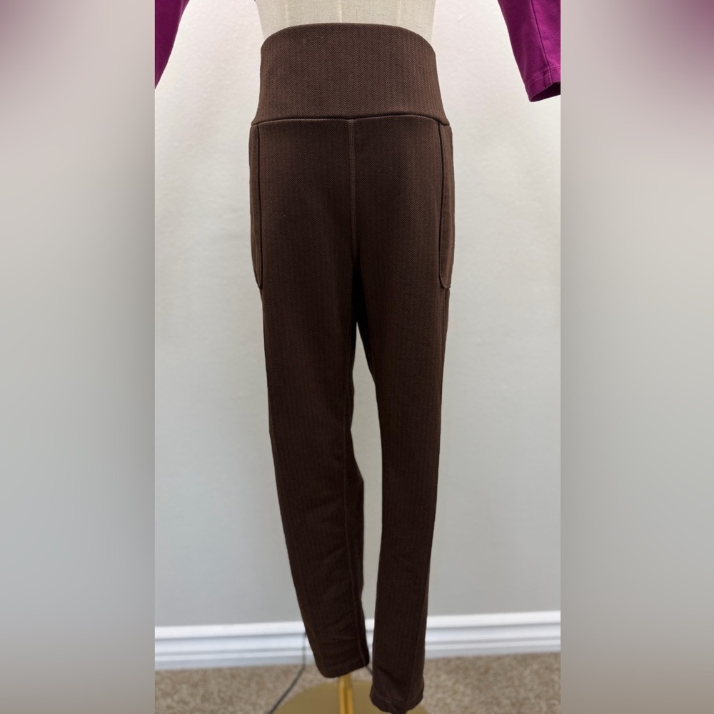Mondetta High Waisted Leggings Women XXL Brown Herringbone Athleisure Pants